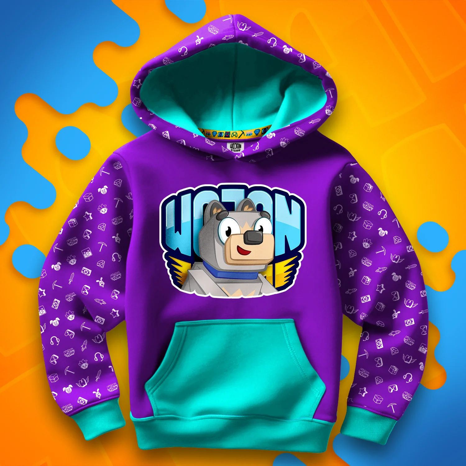 BLUZA *FULL WZÓR* PIMPEK W LOGO - TURKUSOWA - Image 3