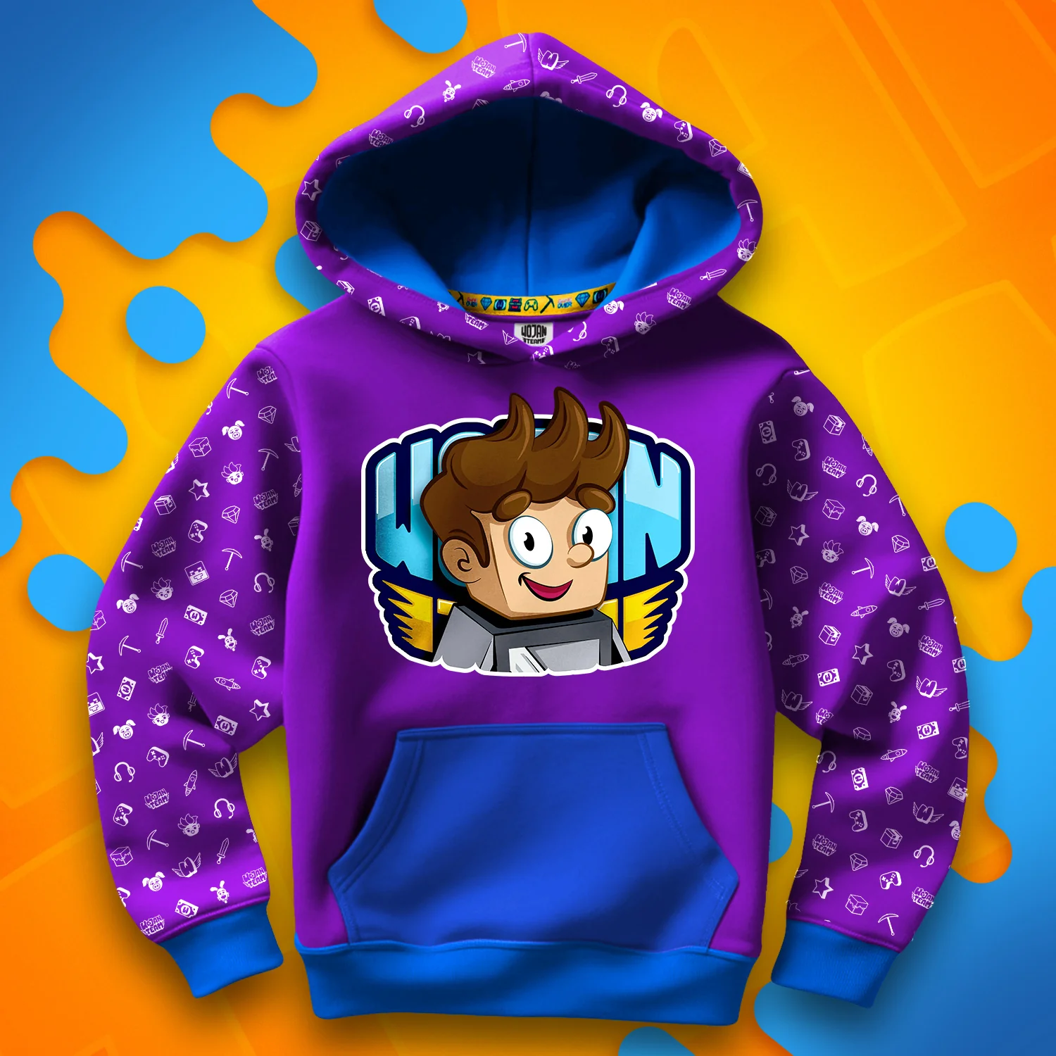 BLUZA *FULL WZÓR* WOJAN W LOGO - NIEBIESKA - Image 3