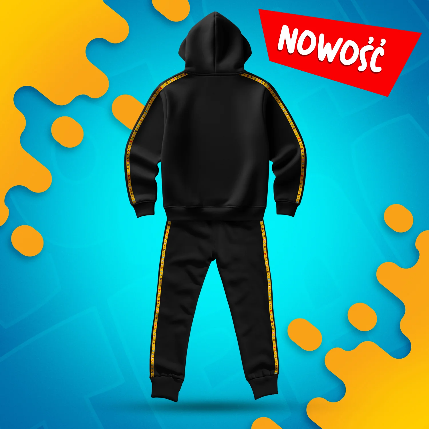 ZESTAW BLUZA + SPODNIE *PREMIUM* Z PASKAMI WOJAN TEAM - CZARNY - Image 4