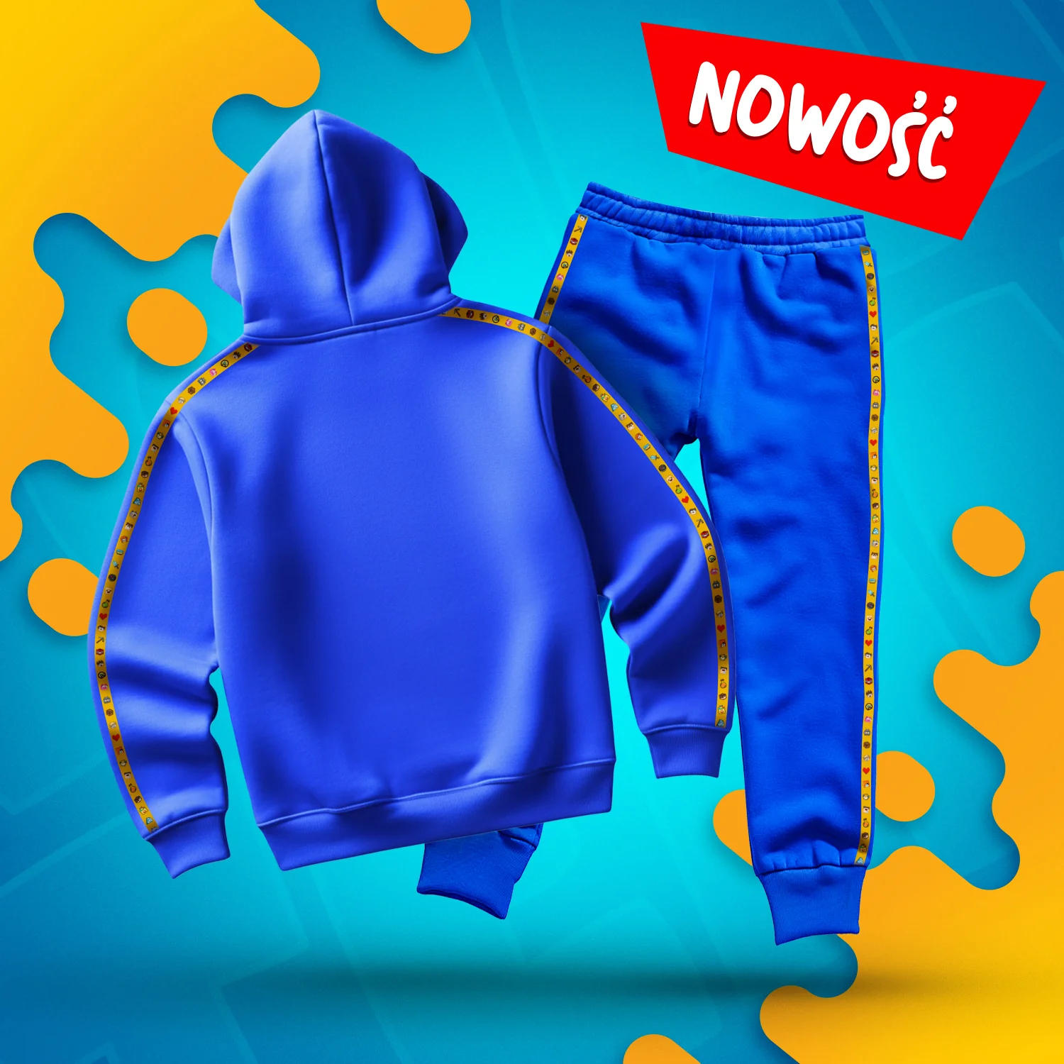 ZESTAW BLUZA + SPODNIE *PREMIUM* Z PASKAMI WOJAN TEAM - NIEBIESKI - Image 2